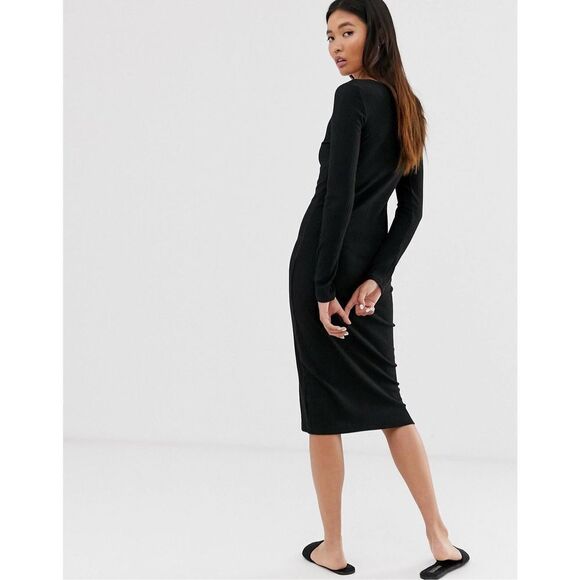 ✨Army Green ribbed button through midi dress✨ - Picture 2 of 6